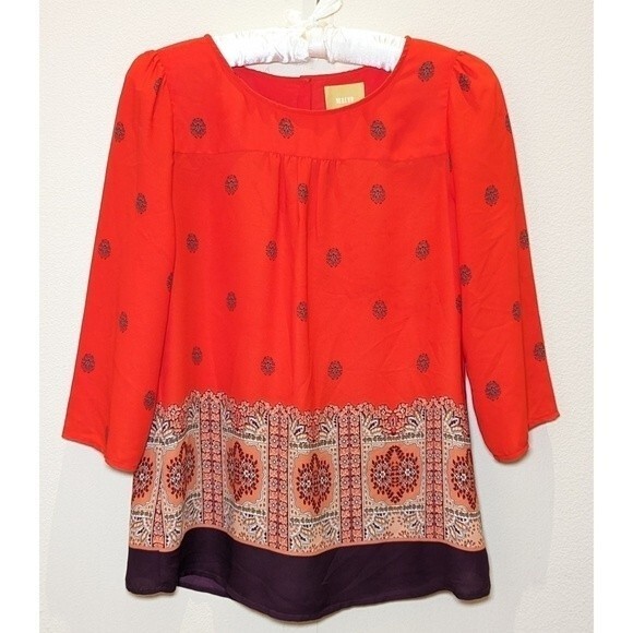 Anthropologie Maeve Rila Bordered Boho Printed Top - Picture 3 of 15